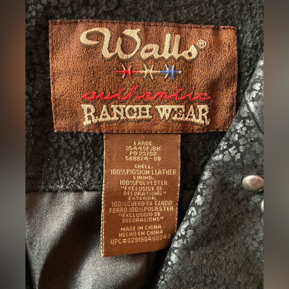 Walls Ranch Vintage womens SZ L Black leather Western style jacket stud accents - Picture 11 of 15